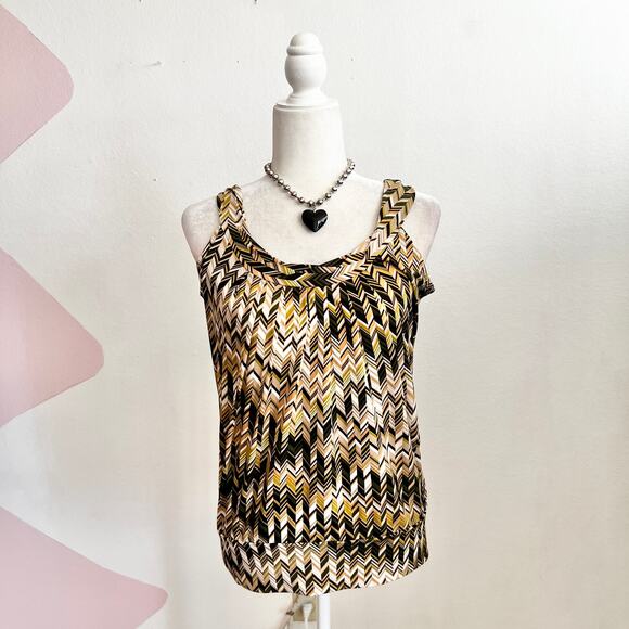 Vintage Y2K Chevron Tank Top 2000s Retro 70s Inspired Indie Sleaze Medium - Picture 1 of 5